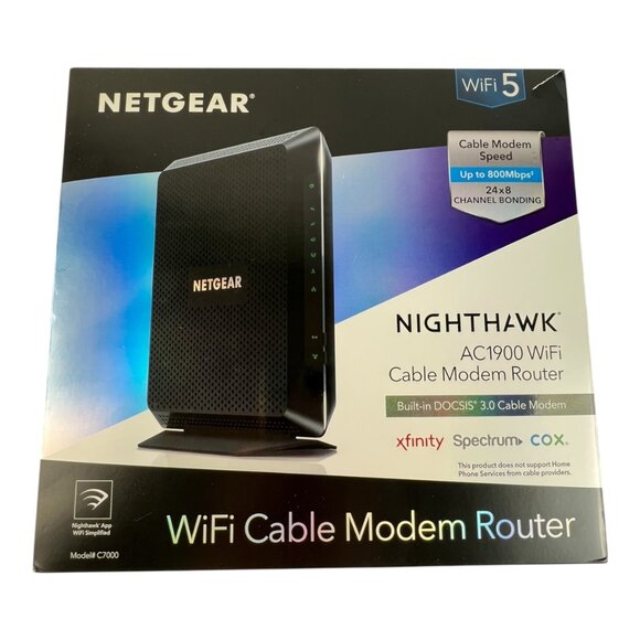 NETGEAR - Nighthawk AC1900 Router with DOCSIS 3.0 Cable Modem - Black